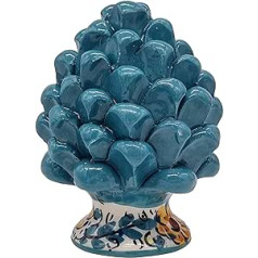 sicilia bedda - Sicilian pine cone with decorated base - Majoliche model - ceramic by Caltagirone (height 12 x 8, brass)