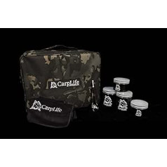 CarpLife Brew Kit Tasche – Kochgeschirr Tasche – CarpLIfe Brew Kit Tasche / Kochgeschirr Tasche / Aufbewahrungstasche – Karpfenangeltasche – geliefert mit lebensmittelechten Töpfen, schwarz geätztem Teelöffel und Mikrofaser-Handtuch