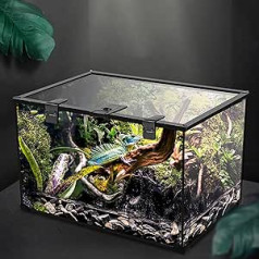 AFGSsm Reptile Terrarium Glass, Snail Terrarium, Turtles Terrarium, Anti-Escape Design for Insects, Water Turtles, Tarantulas (30 x 20 x 16 cm)
