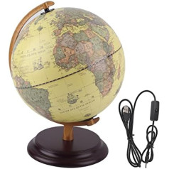 3D pasaules globuss ar stāvu nakts pieaugušajiem bērniem, skats antīks globuss rakstāmgaldam vai klases globuss (25 cm)
