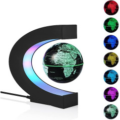 Magnetic Levitation Floating World Map Globe Multi-Colour Changing Rotating Levitating Globe with LED Lights Office Home Desk Decoration Gadget for Friend Teacher Business Birthday Gift