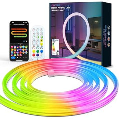 CHACOKO WiFi RGB with IC Neon LED Strip 3 m, Compatible with Alexa, Google Assistant, 84 LED/Metre, Silicone Neon LED Strip, 252 LED, Waterproof IP65, App & Remote Control, for Home, Room, Party