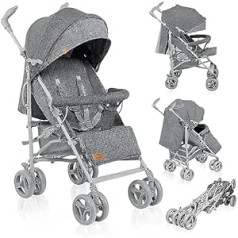 Lionelo Irma Pushchair up to 15 kg, Lightweight Modern Pushchair with Reclining Function, Foldable, Large 6 Inch Wheels, Large Basket, Bag, Mosquito Net