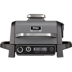 Ninja Woodfire OG701EU Electric Barbecue Outdoor Grill & Smoker Outdoor Hot Air Fryer, 7 Cooking Functions, Grey