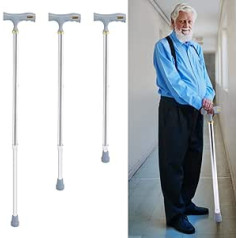 Andraw Walking Stick Height Adjustable Walking Stick Non-Slip Extendable Walking Stick Height-Adjustable Walking Stick with 10 Steps (Silver White)