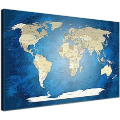 LanaKK, холст с картой мира и задней стенкой для закрепления туристических направлений, «Карта мира Frozen», английский, настенный глобус синего 