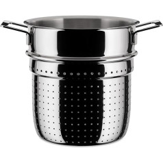 Alessi "Pots&Pans" Durchschlagartiger Einsatz aus Edelstahl, Silber, 19 x 27,5 x 11 cm