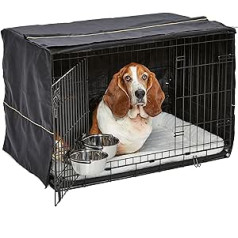 MidWest Mājas mājdzīvniekiem iCrate Hundekäfig-Starter-Set, 91,4 cm, ideāls für mittelgroße Hunde (Gewicht 18,6-31,8 kg) || Iekļauts Käfige, Haustierbett, 2 Näpfen un Hundebox