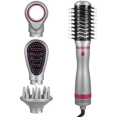 4 in 1 Negative Ion Hot Air Brush Set, Styler Brush with Hair Dryer, Round Brush Hairdryer, Airflow Curling Iron, Automatic, Hair Straightener Brush for Drying, Volumising, Straightening, 2 Speeds