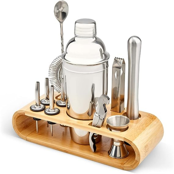 SA Produkti 12-teiliges Cocktail-Shaker-Set – Edelstahl-Cocktail-Zubehör –  Barkeeper-Set mit Getränkeshaker, Messbecher, Löffel