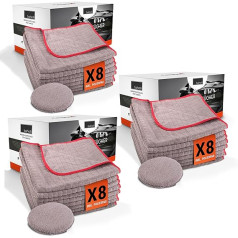 BAHOLI 24 x Microfibre Cloths Including 3 x Polishing Pads, Extra Gentle on Paint, Microfibre Cloth, Car Care, 40 x 40 cm, Lint-Free & Without Fraying