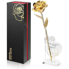 Ariceleo Gold Dipped Rose Real 24K Gold Rose Real Unique Piece Rose Hand Dipped in 24K Gold Roses Romantic Gifts for Women on Her Birthday Anniversary Valentine's Day Mother's Day