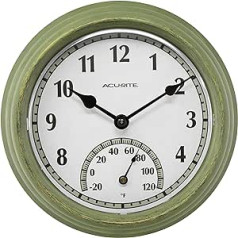 ACU-RITE AcuRite 02470 Rustikal grün Outdoor Uhr mit Thermometer, 21,6 cm