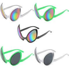 Syijupo Pack of 5 Alien Brilles Funny Brilles Ballīte Svētku Balle Citplanētiešu Alternatīva Modelēšana Ballīšu piederumi Smieklīgi saulesbrilles ballīšu piederumiem Svētku kāzu noformējums