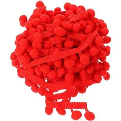 QUARKZMAN 10 Yards Pom Pom Ball Bārkstis Apdare, Lentes Šūšanas Piederumi DIY Amatniecība mājas aizkariem Apģērbi Spilvenu dekorēšana (12 mm, sarkans)