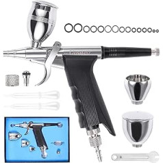 Uouteo Airbrush Trigger Double Action Trigger Air Brush Gun with 0.5 mm Needles 2CC/5CC/13CC Paint Cup for Painting
