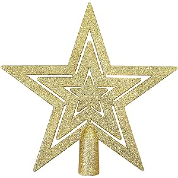 ANECO Glitter Star Ziemassvētku eglītes rotājums, neplīstošs zvaigžņu egles tope, 20 cm