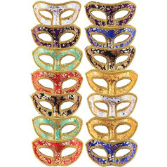 DesignerBox iepakojumā 14 masku maskas, puse sejas Mardi Grass maskas maskas Venēcijas masku komplekts karnevāla balles kostīmu aksesuāriem