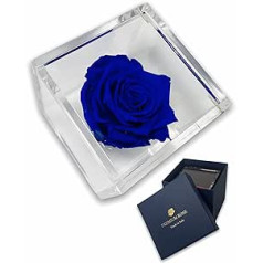 Passionefiori.it S 1011 Luxury Rose Stabilized Real Cube Plus Thick Luxury 8 cm un luksusa dāvanu kastīte, rozā kuba stabilizēta zila, rozā