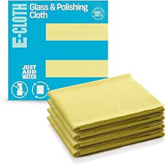 e-cloth Glass & Polishing Cloth, Microfibre, Yellow, Pack of 4