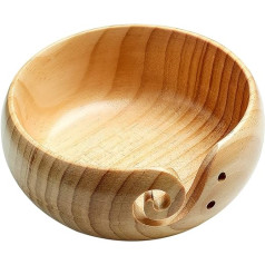 Aeelike Yarn Bowl Wooden Yarn Bowl for Wool Yarn, 16 x 7 cm Bamboo Knitting Bowl Wood Wool Winder Bowl for Knitting Crochet Accessories DIY Gifts, Handmade Wool Holder Round with Holes