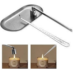3 in 1 Candle Snuffer Set, Candle Snuffer Wick Extinguisher with Candle Wick Dipper and Plate Tray, Stainless Steel Candle Snuffer Candle Accessory Set for Most Candle Accessories