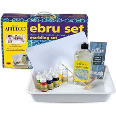 Büst Artdeco Ebru Marbling / Suminagashi Set with High-Quality 8 Colours Each 30 ml and Required Accessories (DIN A4 Size)