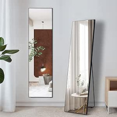LVSOMT 160 x 40 cm pilna garuma spogulis, grīdas spogulis, stāvspogulis, brīvi stāvošs ķermeņa spogulis, liels un augsts, alumīnija sakausējuma rāmis guļamistabai, viesistabai, ģērbtuvei