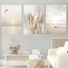 SWECOMZE 3 plakātu komplekts viesistabai – attēli noformējums Guļamistaba – Sunset Beach Stilīgi sienas attēli – bez attēla rāmja (50 x 70 cm)