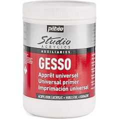 Pébéo - Studio Acrylic - Gesso White - Krāsošanas virsmas sagatavošana - Ideāls gruntējums akrilam, eļļai un guašai - Akrils Gesso Titanium White - 1 l