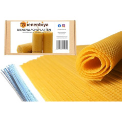 100% Pure Beeswax Sheets (Pack of 18 - 19.5 x 39.5 cm) 1.4 kg, No Additives for Candle Making and Crafts, Zander Centre Walls, 18 Beeswax Sheets Made of Natural Beeswax