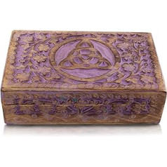 Great Birthday Gift Ideas Handmade Decorative Wooden Jewellery Box Treasure Box Jewellery Organiser Keepsake Box Treasure Chest Jewellery Set Holder Lock Box Watch Box 20 x 12 cm (Purple)