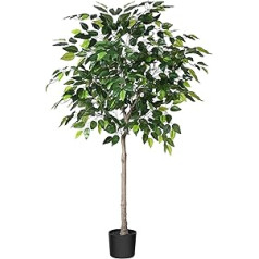 Kazeila Artificial Plant Large Ficus Benjamina 150 cm Artificial Plants Decorative Plastic Plant Artificial Tree for Bedroom Office (1 Pack)