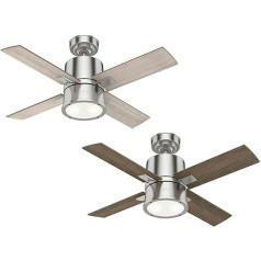 HUNTER ventilators Beck griestu ventilators 107 cm lietošanai iekštelpās ar apgaismojumu un tālvadības pulti, 4 maināmi lāpstiņas gaiši pelēkā ozola un silti pelēkā ozola krāsā, modelis 50655