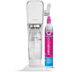 SodaStream Art ūdens karbonāts ar CO2 cilindru un 1 x 1 litra trauku mazgājamajā mašīnā droši plastmasas pudeli, augstums 44 cm, balts, 44 cm