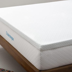 Linenspa, 5 cm 150 x 200 cm želejveida Memory Foam virsmatracis ar rāvējslēdzēju, balts, dubults (135 x 190 cm)