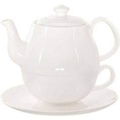 Buchensee tēja vienai margrietiņai 600 ml Crystal Bone China porcelāns smalki krēmīgi baltā tējkannā + tējas krūze + apakštase