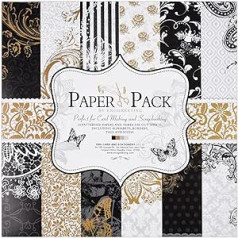 12x12 inch Vintage Scrapbook Paper Pad - 27 Sheets Gold Foil Black Butterfly Origami Decoupage Patterned Set Accessories for Art Journaling Packaging Card Making Crafts