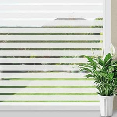 Fueegue Window Film with Striped Pattern Privacy Film Window with Static Adhesion Frosted Glass Film Window Pictures Self-Adhesive Opaque