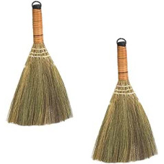 BESPORTBLE Straw Rice Straw Broom with Mini Straw Broom 2 Pieces Hand Brush Room Broom Witch Broom Table Crumb Brush Flour Broom Table Sweeper Table Brush for Work Surfaces Broom