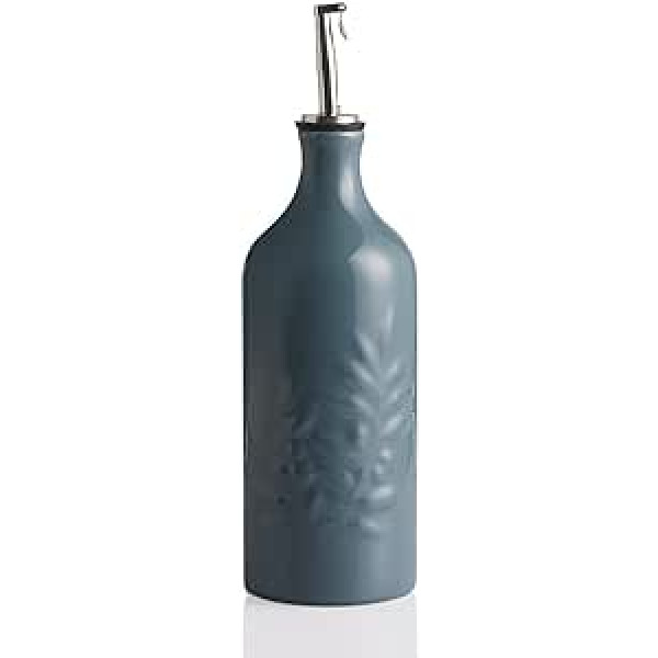 Sweejar mājas keramikas olīveļļas dozatora pudele, 570 ml Relief Opaque Oil Cruet aizsargā eļļu, lai samazinātu oksidēšanos, piemērots eļļas, etiķa, sojas mērces, kafijas sīrupa (miglas zilā) uzglabāšanai