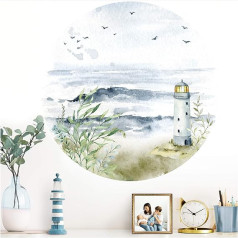 Grandora DL581 Wall Sticker Bedroom Sea Beach Picture Wall Decoration Living Room Wall Sticker Dining Hall Wall Mural Wallpaper Self-Adhesive Hallway North Sea Baltic Sea