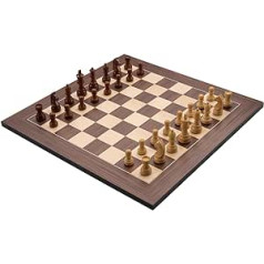 Luksusa inkrustēts koka šaha komplekts ar šaha figūriņām (50cm x 50cm, brūns)