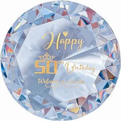 50th Birthday Gifts for Women Wife Her Girlfriend Best Friends Besties Engraved Crystal Glass Diamond Shaped Paperweight Keepsake Ornaments Sisters Daughter