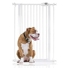 Bettacare īpaši augsti spiedienmontējami Premium Pet Gate, 75–84 cm, balti, ar spiedienu montējami kāpņu vārti suņiem, drošības barjera kucēniem, vienkārša uzstādīšana