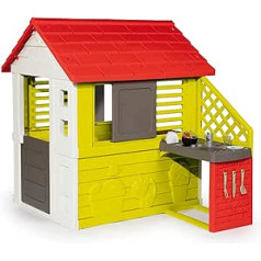 Smoby – Natur Haus - Spielhaus für Kinder für drinnen und draußen, mit Küche und Küchenspielzeug, Gartenhaus für Jungen und Mädchen ab 2 Jahren, Nature Playhouse, grün