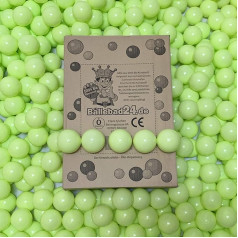 100 Organic Plastic Ball Pit Balls Made from Renewable Sugar Cane, Raw Materials, 6 cm Diameter, Nursery and Commercial Quality, Light Green