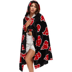 Grojimts Unisex Akatsuki Cape Anime Cosplay Throw Sega Flaneļa Flīsa Kapuce Helovīna kostīms Akatsuki Sega, melna