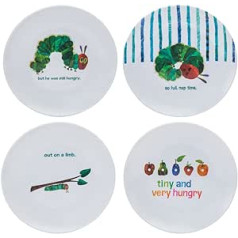 Godinger Eric Carle Plates for Toddlers, Kids Plate Set, Toddler Plate Set, Kids Dinnerware Set, BPA Free Melamine Tableware, The Very Hungry Caterpillar Small and Hungry Set of 4