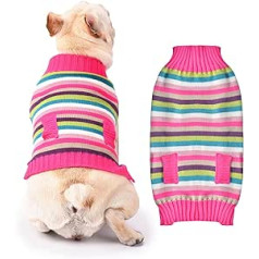 TENGZHI Knitwear silts kucēnu veste mētelis svētku džemperis Svītrains mājdzīvnieku apģērbs maziem un vidējiem suņiem kaķiem Ziemassvētku džemperis (rozā soma, XL)